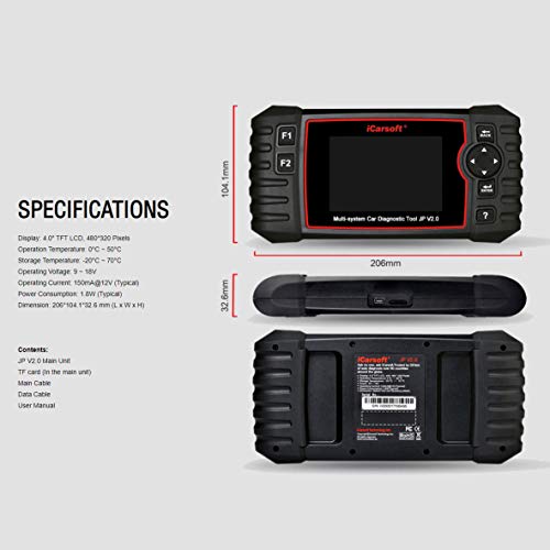 iCarsoft JP V2.0 Diagnostic Scan Tool for Japanese Vehicles Toyota/Lexus/Scion/Isuzu/Nissan/Infiniti/Mitsubishi/Honda(Acura)/Mazda/Subaru +Oil Reset +EPB+BMS+DPF+SAS+ETC+BLD+INJ - Image 5