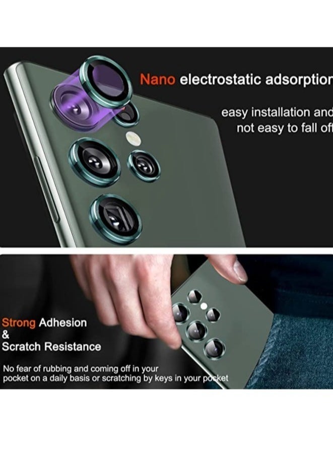 Raxoom Samsung Galaxy S23 Ultra Camera Lens Protector Accessories Cover Camera Screen Protector Tempered Glass for Samsung Galaxy S23 Ultra Aluminum Edge Metal Case Friendly, Green - Image 2