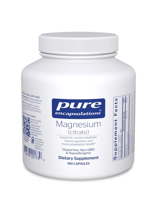 Pure Encapsulations Magnesium (citrate) 180 VegiCaps - Image 1