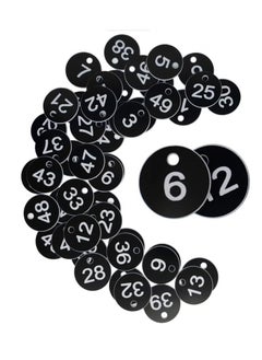 Realfrog Plastic ID Number Tags, Engraved Tags Key Tags Without Key Rings for Locker Dorm Hotel Bar Restaurant Club Restaurant Table Numbers (1-50, Black)  - Image 1