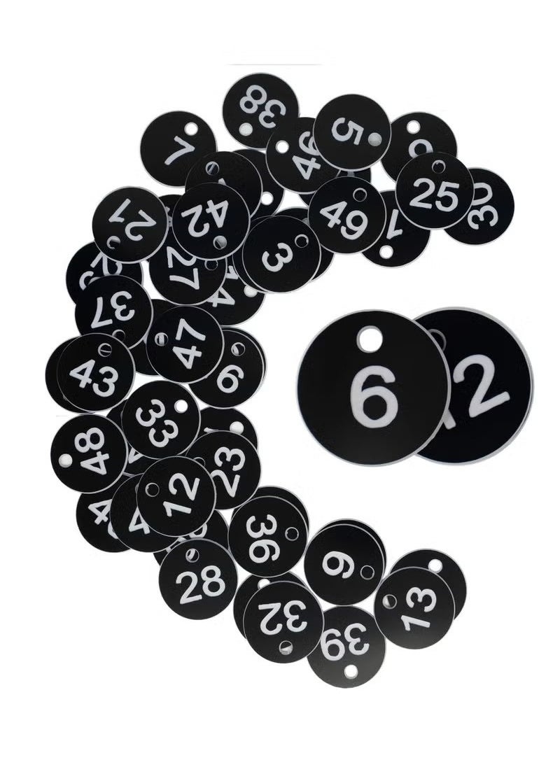 Realfrog Plastic ID Number Tags, Engraved Tags Key Tags Without Key Rings for Locker Dorm Hotel Bar Restaurant Club Restaurant Table Numbers (1-50, Black)  - Image 1