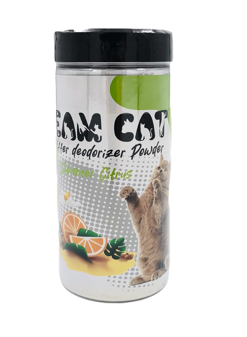 دريم كات مسحوق مزيل رائحة فضلات القطط من دريم كات برائحة الحمضيات الصيفية المنعشة التي تدوم طويلاً لصناديق فضلات القطط