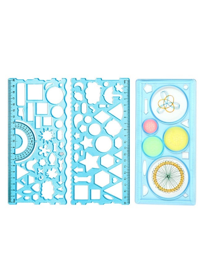 3 قطع مسطرة هندسية متعددة الوظائف لأدوات الرسم اللوازم المدرسية المسطرة - Image 1