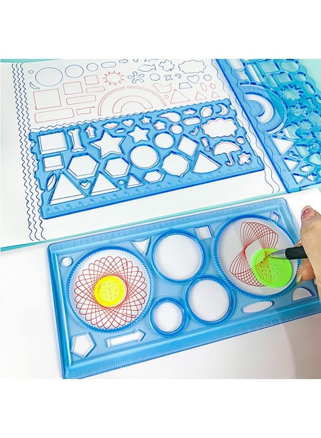 3 قطع مسطرة هندسية متعددة الوظائف لأدوات الرسم اللوازم المدرسية المسطرة - Image 3