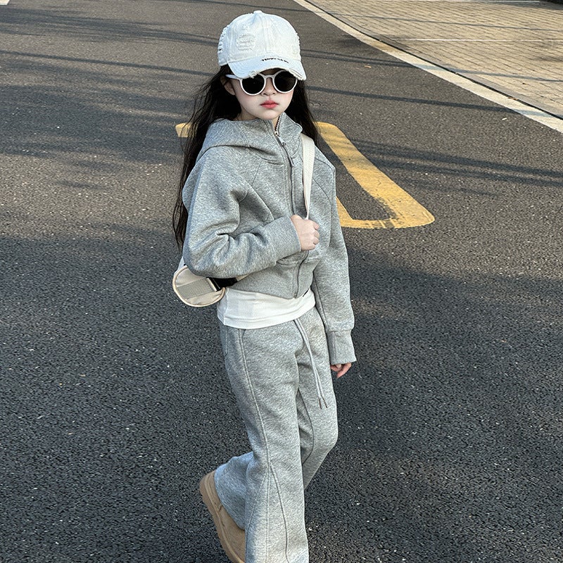 Girl'S Spring Suit Stylish Flared Pants Children'S Sports Suit Girl'S Big Boy'S Fashionable Two-Piece Set - Image 3