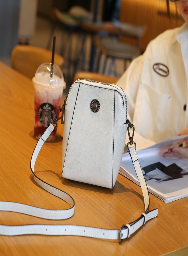 All-Match Vertical Cellphone Bag Genuine Leather, The Happy Wind Purse, Cell Phone Crossbody Bag - Image 4