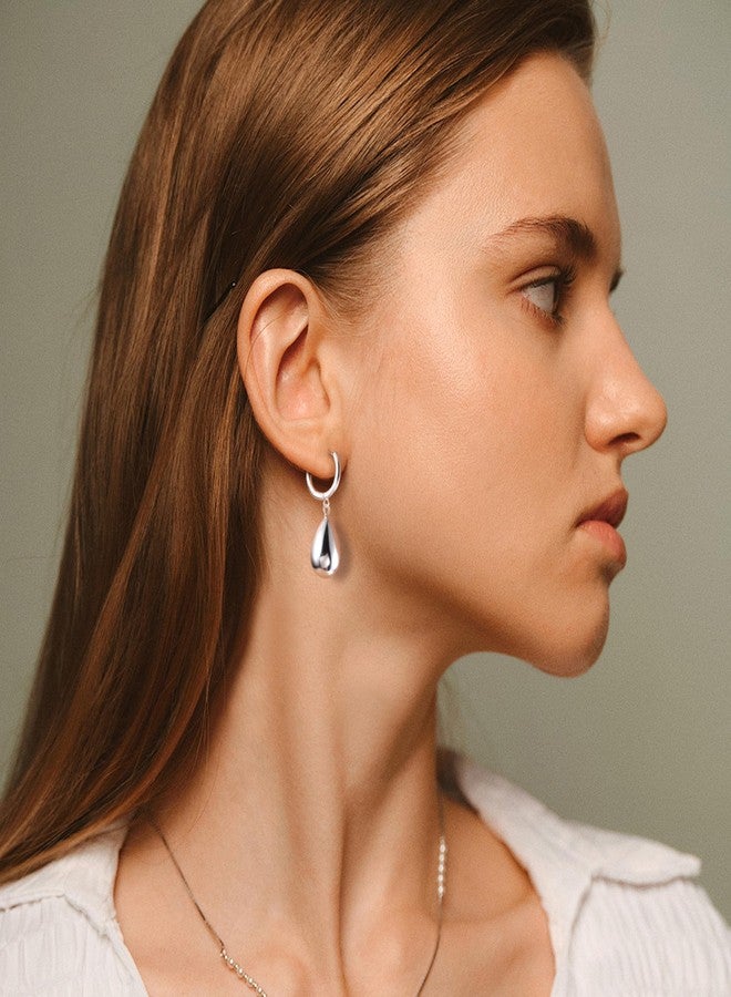 ALEXCRAFT Silver Teardrop Earrings 925 Sterling Silver Post Earrings Dangle Hypoallergenic Drop Dangle Huggie Hoop Earrings for Women - Image 5
