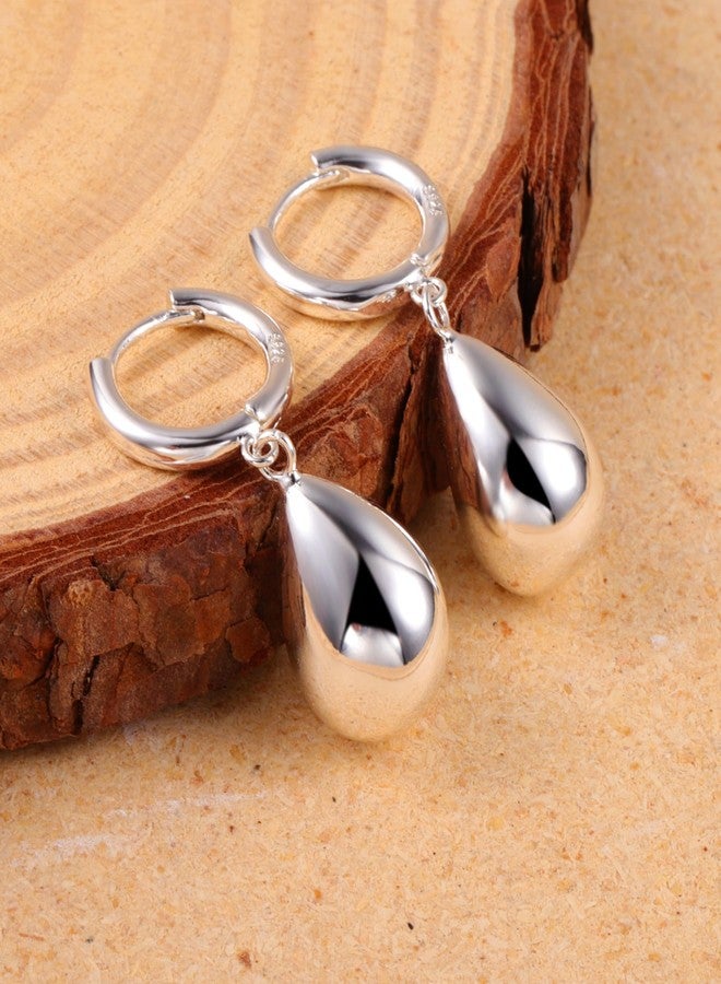 ALEXCRAFT Silver Teardrop Earrings 925 Sterling Silver Post Earrings Dangle Hypoallergenic Drop Dangle Huggie Hoop Earrings for Women - Image 3