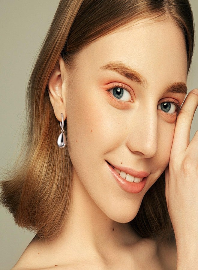 ALEXCRAFT Silver Teardrop Earrings 925 Sterling Silver Post Earrings Dangle Hypoallergenic Drop Dangle Huggie Hoop Earrings for Women - Image 2