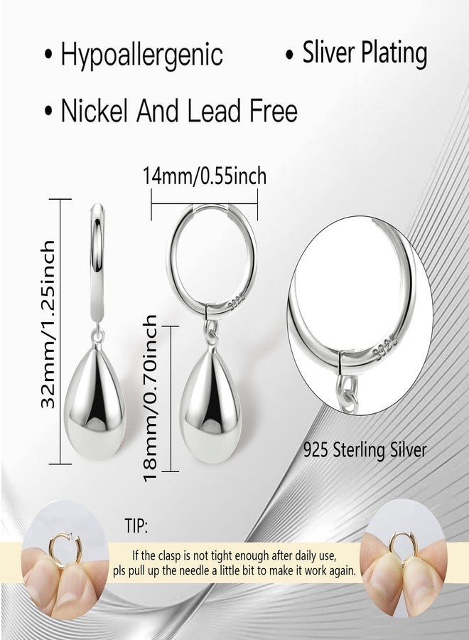 ALEXCRAFT Silver Teardrop Earrings 925 Sterling Silver Post Earrings Dangle Hypoallergenic Drop Dangle Huggie Hoop Earrings for Women - Image 4