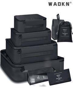 WAOKN Packing Cubes For Suitcases 8 Set Travel Luggage Packing for Suitcases Organizers Set with Toiletry Bag Compression Storage Shoe Bag,Clothing Underwear Bag  - Image 1