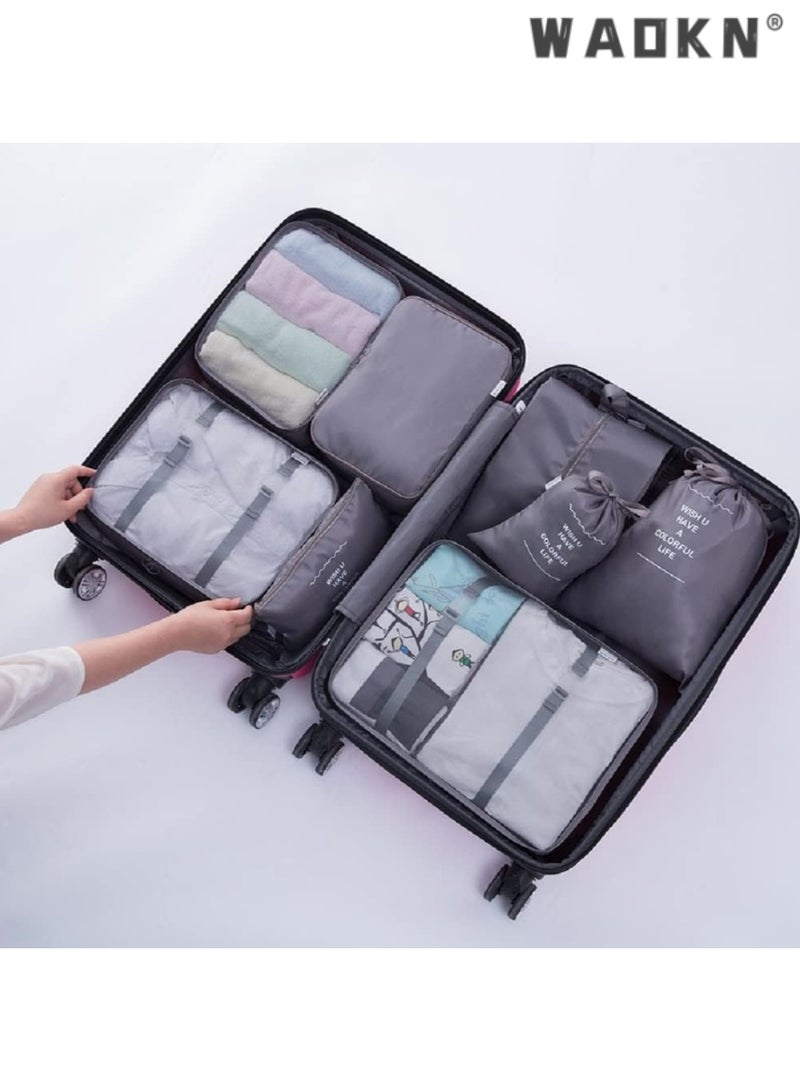 WAOKN Packing Cubes For Suitcases 8 Set Travel Luggage Packing for Suitcases Organizers Set with Toiletry Bag Compression Storage Shoe Bag,Clothing Underwear Bag  - Image 5