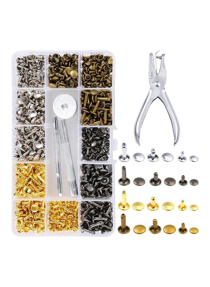 GGOOT 360pcs Metal Double Cap Rivets Round Studs for DIY Leather Craft Bag Belt Clothes Shoes Pet Collar Fastener Tools  - Image 1