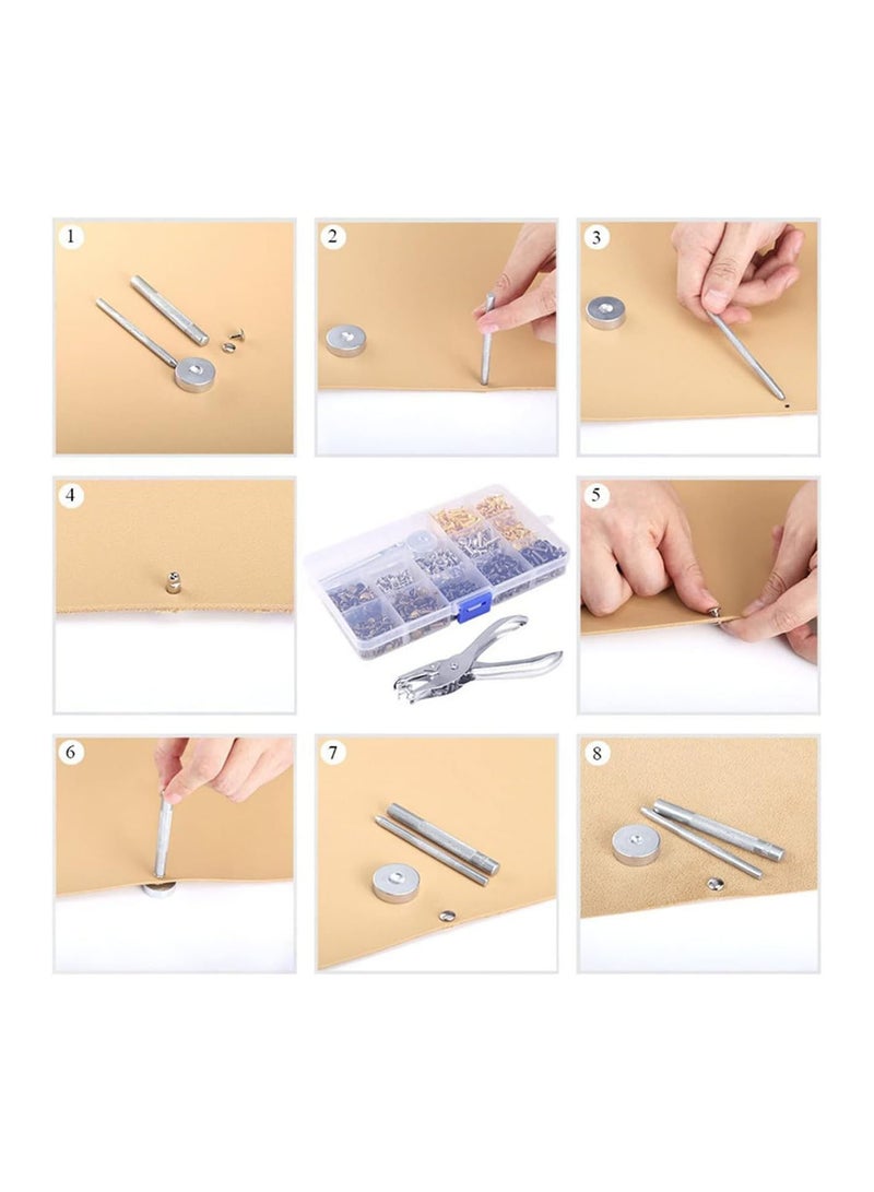 GGOOT 360pcs Metal Double Cap Rivets Round Studs for DIY Leather Craft Bag Belt Clothes Shoes Pet Collar Fastener Tools  - Image 5