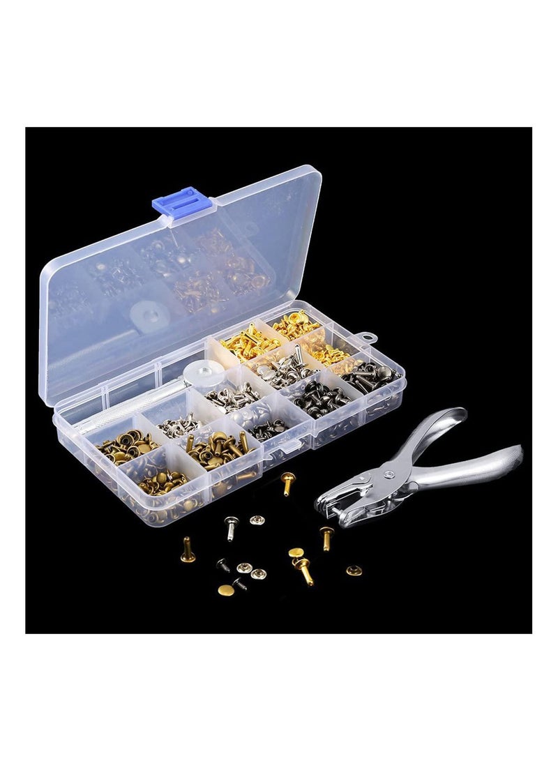 GGOOT 360pcs Metal Double Cap Rivets Round Studs for DIY Leather Craft Bag Belt Clothes Shoes Pet Collar Fastener Tools  - Image 3