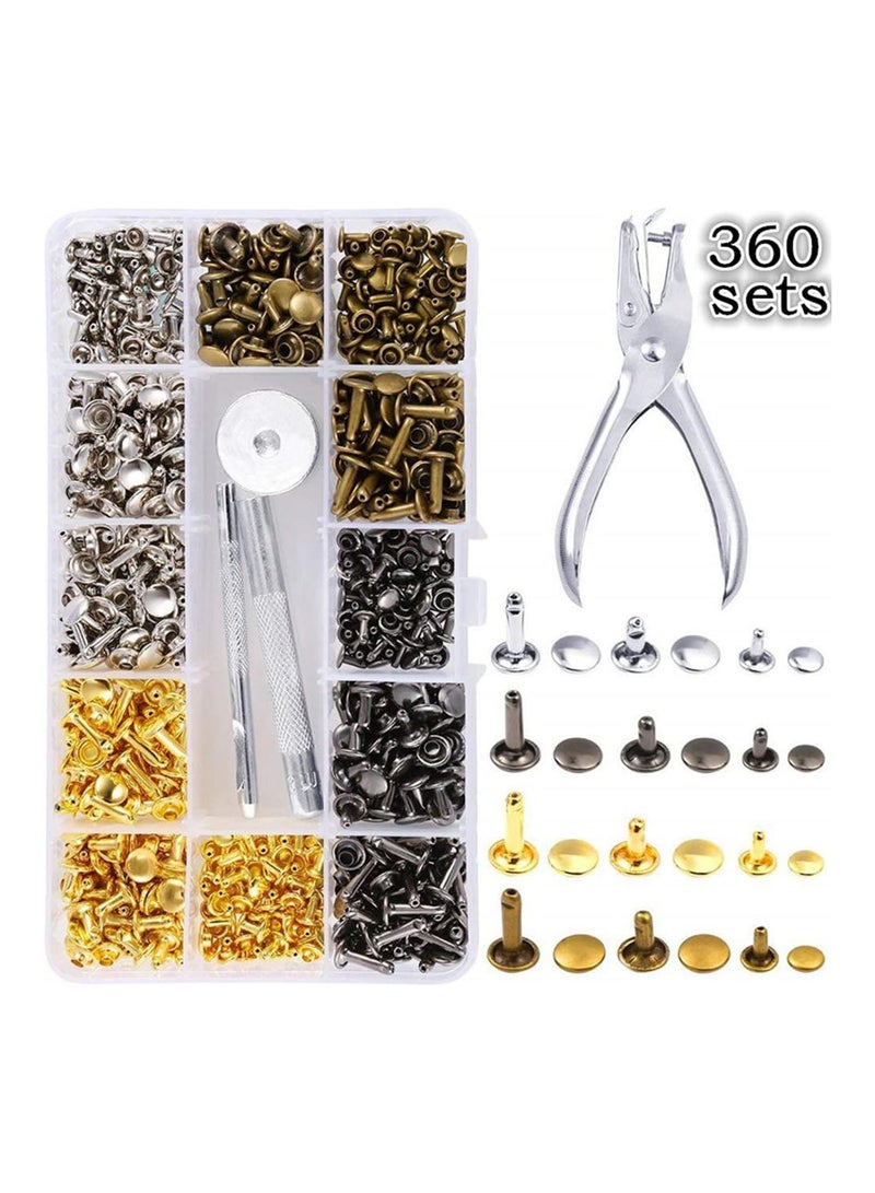 GGOOT 360pcs Metal Double Cap Rivets Round Studs for DIY Leather Craft Bag Belt Clothes Shoes Pet Collar Fastener Tools  - Image 2