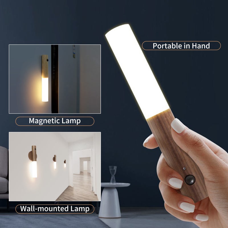 Motion Sensor Night Light: Brown 500mAh USB Rechargeable - Removable Magnetic Easy Installation LED Closet Light for Home Closet Cabinet Dark Indoor Spaces - Image 5