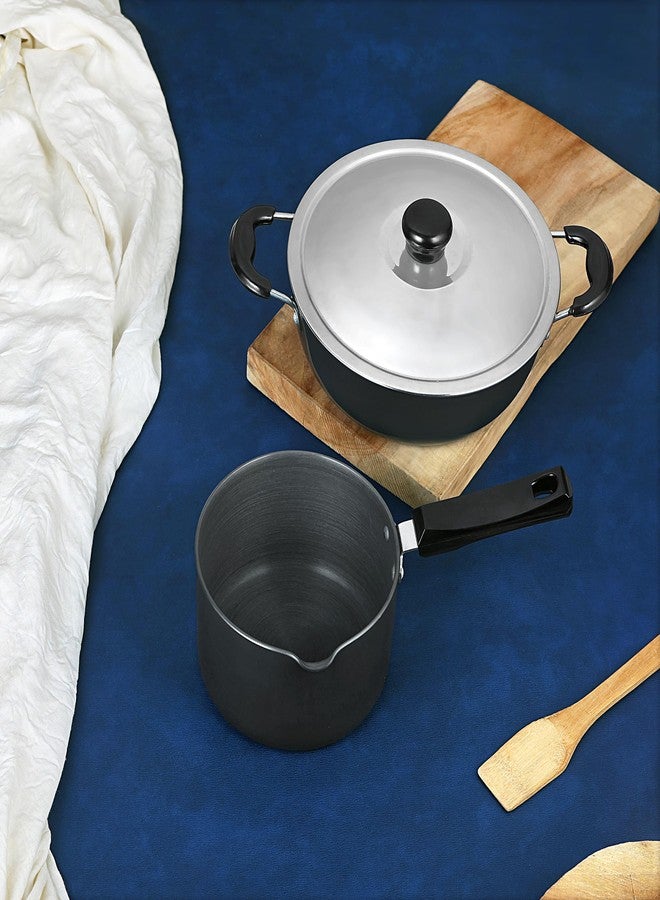 Chakmak Ares Hard Anodized Kadhai 3ltr and Saucepan 1.5ltr Cookware 2 Pcs Combo Set - Image 1