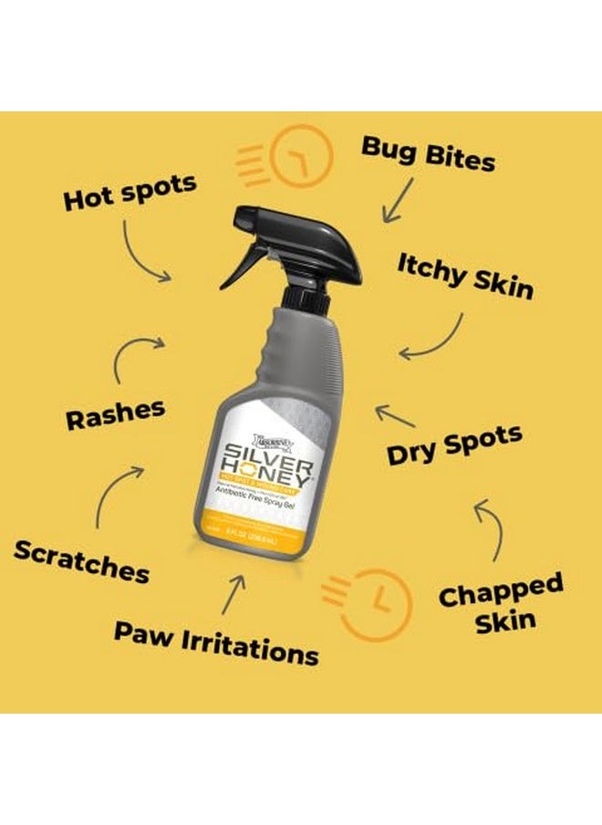 Absorbine - Silver Honey Hot Spot & Wound Care Spray Gel 8Oz Bottle, Manuka Honey & Microsilver Bg, Medicated For Dogs, Cats, Small Animals - Image 1