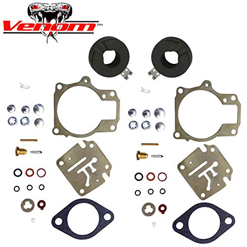 Venom 2 (Twin) Pack Venom Brand Carburetor Carb Rebuild Repair Kit with FLOAT, Compatible with Johnson Evinrude MANY 18 20 25 28 30 35 40 45 48 50 55 60 65 70 75 HP Outboard Motors) (SEE CHART For Fitment) - Image 2