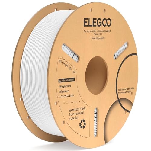 ELEGOO PLA Plus Filament 1.75mm White 1KG, PLA+ Tougher and Stronger 3D Printer Filament Pro Dimensional Accuracy +/- 0.02mm, 1kg Spool(2.2lbs) Fits for Most FDM 3D Printers - Image 1