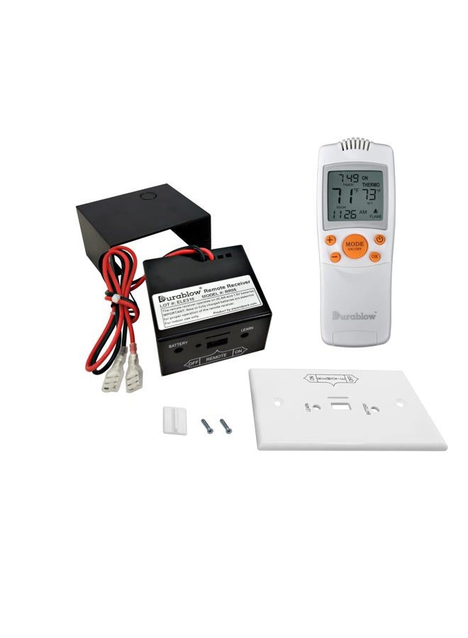 Durablow On/Off Gas Fire Fireplace Remote Control Kit+Thermostat+Timer with LCD Screen for Millivolt Valve, IPI Module, Replaces Wall Switch (RF Wireless, for Latching Solenoid+Thermostat) - Image 1