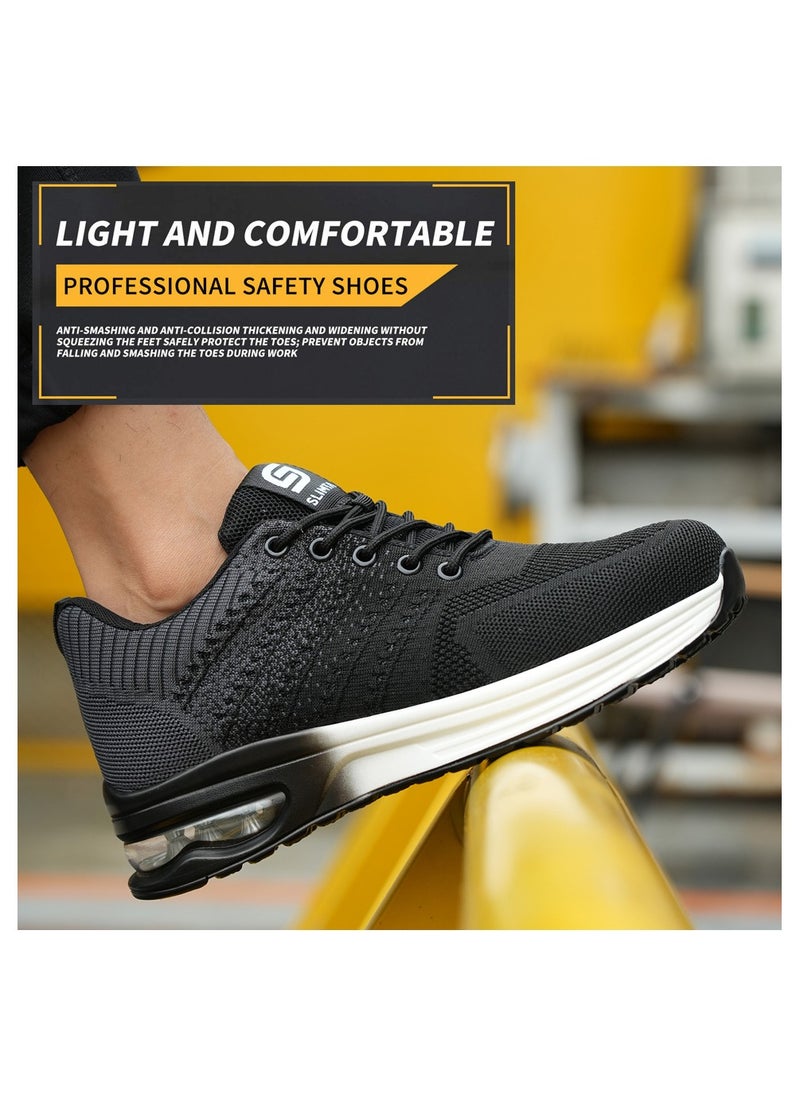 SLIMTA - SLIMTA Men Women Safety Shoes Non-Slip Steel Toe Cap Trainers Mesh Breathable Lightweight Comfortable Puncture Proof Industrial Shoes - Image 1