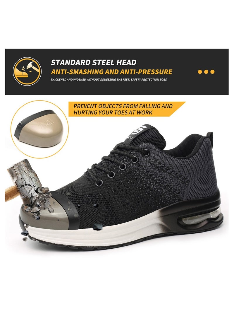 SLIMTA - SLIMTA Men Women Safety Shoes Non-Slip Steel Toe Cap Trainers Mesh Breathable Lightweight Comfortable Puncture Proof Industrial Shoes - Image 1