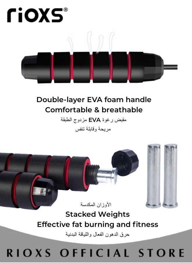 RIOXS 2 Pcs Jump Rope with Weighted Blocks Adjustable Fitness Exercise Jump Rope with Foam Non-Slip Handle for Fitness Exercise Gym  - Image 4