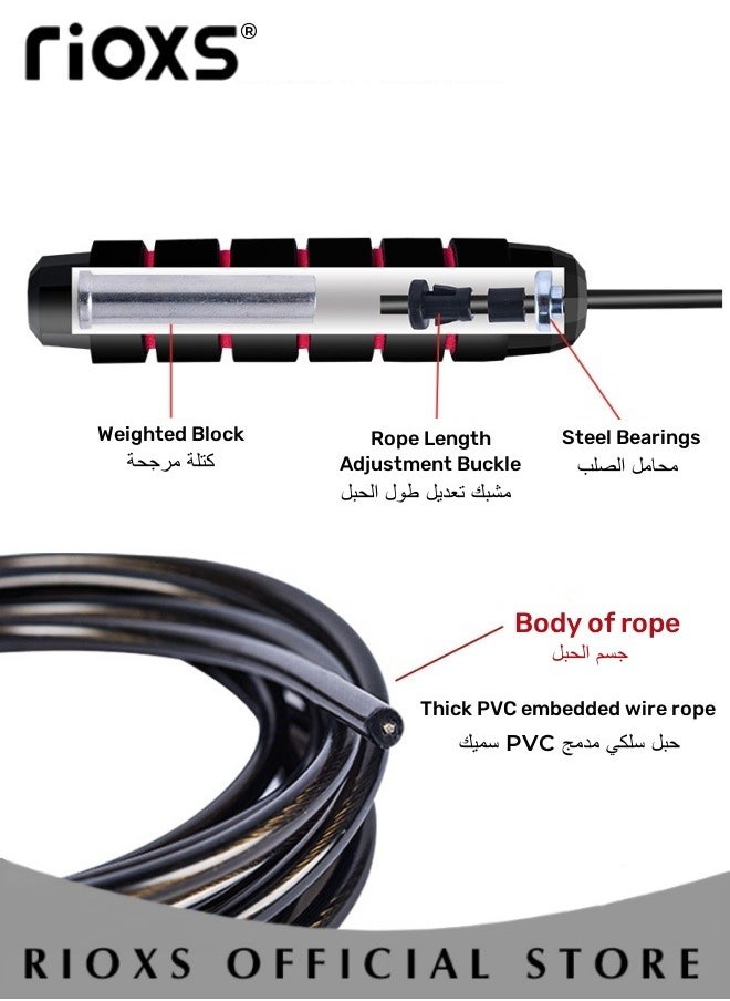 RIOXS 2 Pcs Jump Rope with Weighted Blocks Adjustable Fitness Exercise Jump Rope with Foam Non-Slip Handle for Fitness Exercise Gym  - Image 2
