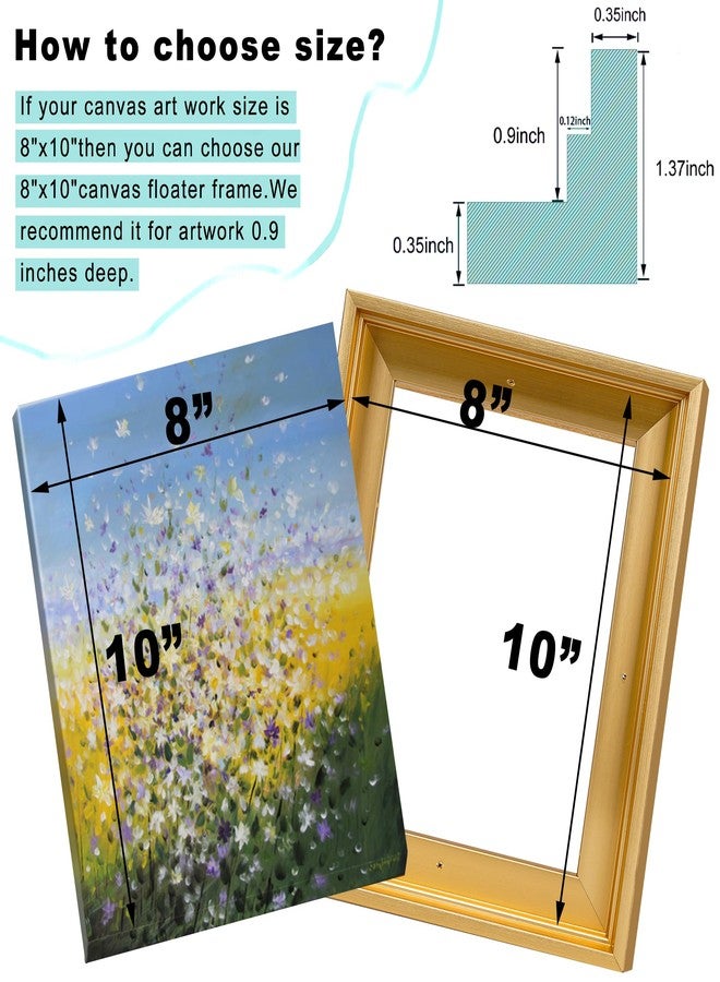 YIVIVEN 8x10 Canvas Floater Frame for 0.6-0.9" Deep Canvas Painting,Gold - Image 3