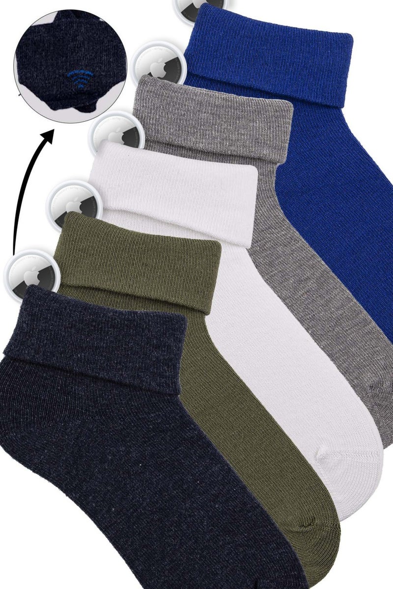 Bross Kids 5-Pack Airtag Included Pocket Booties Socks ONL-02620 - Image 1