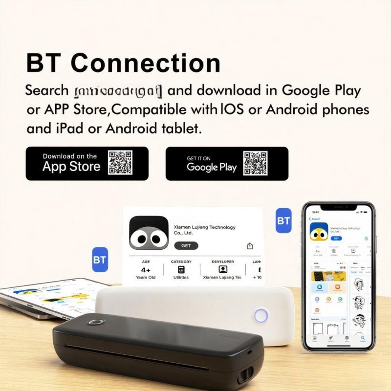 Portable Thermal Printer: 290 X 90 X 60 Mm Black, Inkless Printing, 2600mAh Battery - Flexible Connectivity, Compact Wireless Printer for Business Travel, School, Office Use - Image 4