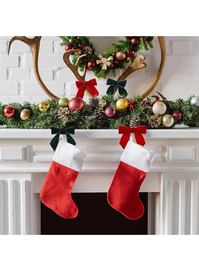 24 قرص أقواس عيد الميلاد المخملية لشجرة عيد الميلاد، هدايا حرفية روسية أقواس شريط، أقواس ربطة عنق ملتفة لأكاليل عيد الميلاد أغلفة هدايا زينة زفاف (أحمر، أخضر) - Image 3