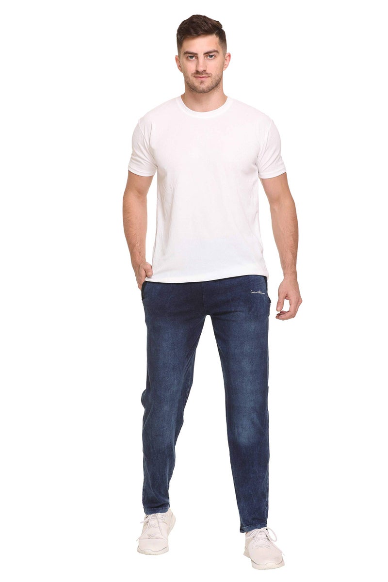 Colors & Blends - Men's Cotton Indigo (Denim) Regular Fit Track Pants/Lounge Pants (Size-S) - Image 5