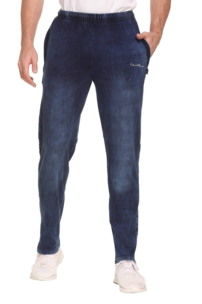 Colors & Blends - Men's Cotton Indigo (Denim) Regular Fit Track Pants/Lounge Pants (Size-S) - Image 1