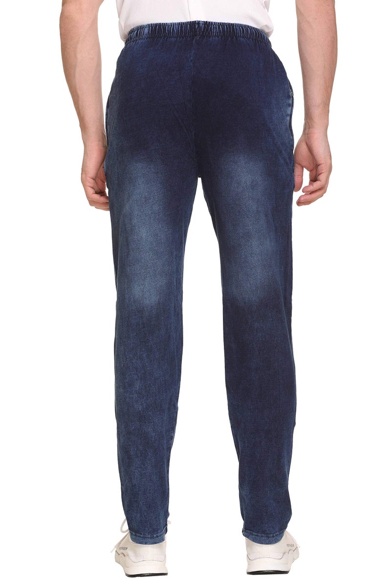 Colors & Blends - Men's Cotton Indigo (Denim) Regular Fit Track Pants/Lounge Pants (Size-S) - Image 2