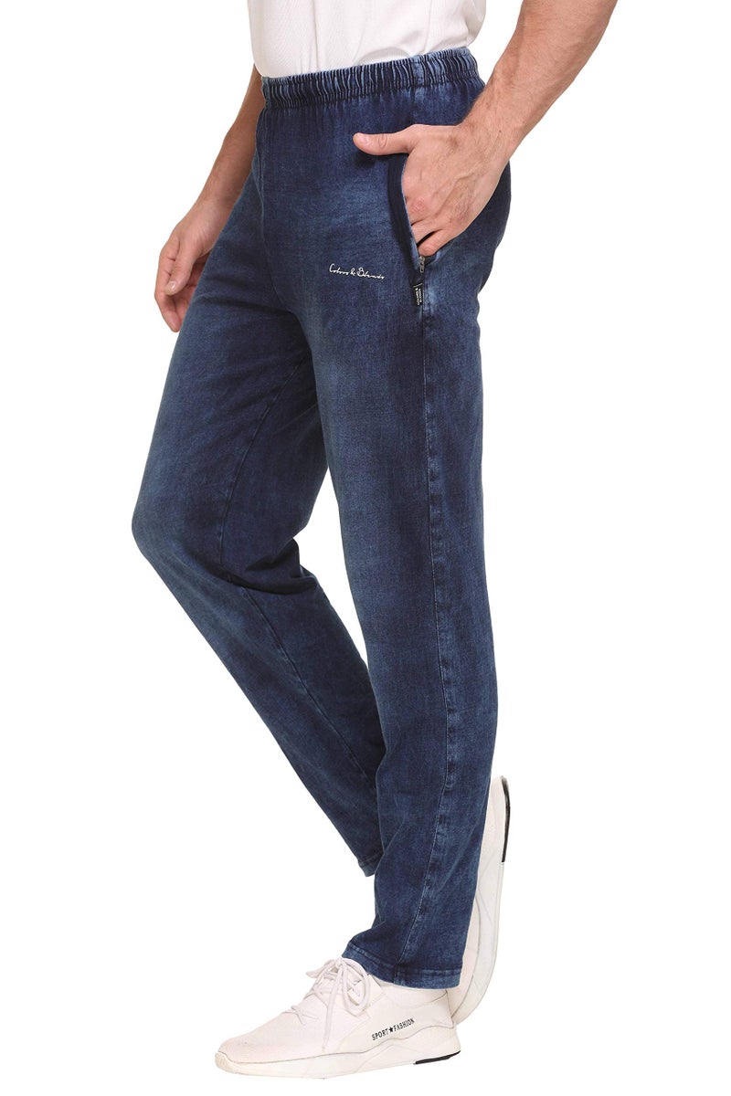 Colors & Blends - Men's Cotton Indigo (Denim) Regular Fit Track Pants/Lounge Pants (Size-S) - Image 3