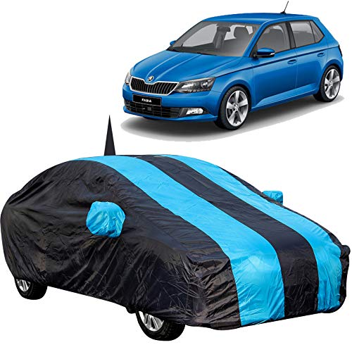 The Autostory 190 Taffeta Water Resistant Car Body Cover Compatible with Skoda Fabia with Mirror & Antenna Pockets (Teak/Navy Blue) - Image 1