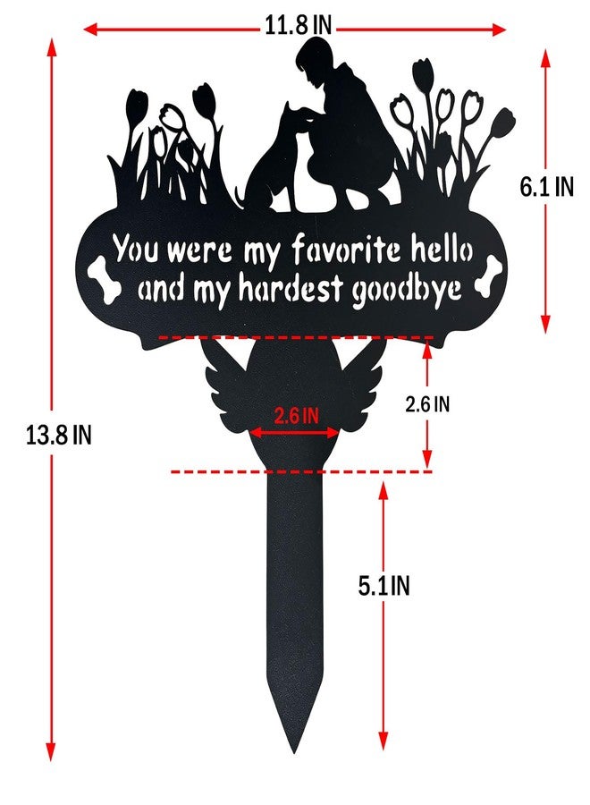 ENZUO Dog Grave Marker, 12"X 14" Metal Baked Enamel Memorial Dog Stake for Cemetery Decorations, Waterproof Pets Headstone Plaque for Outdoors, Lost Sympathy Tombstone Memorial Garden Sign Gift (Love) - Image 3