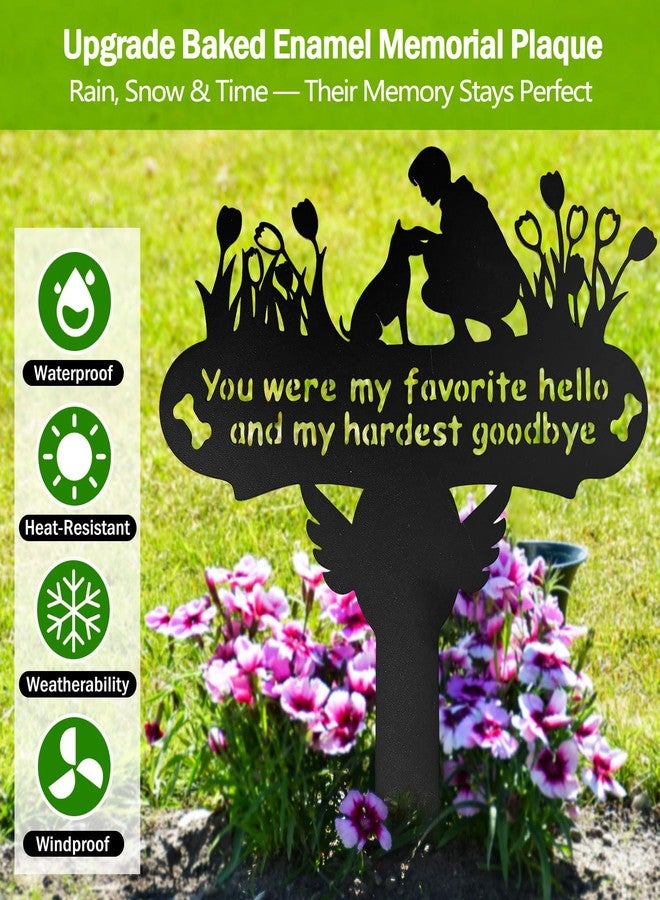 ENZUO Dog Grave Marker, 12"X 14" Metal Baked Enamel Memorial Dog Stake for Cemetery Decorations, Waterproof Pets Headstone Plaque for Outdoors, Lost Sympathy Tombstone Memorial Garden Sign Gift (Love) - Image 2