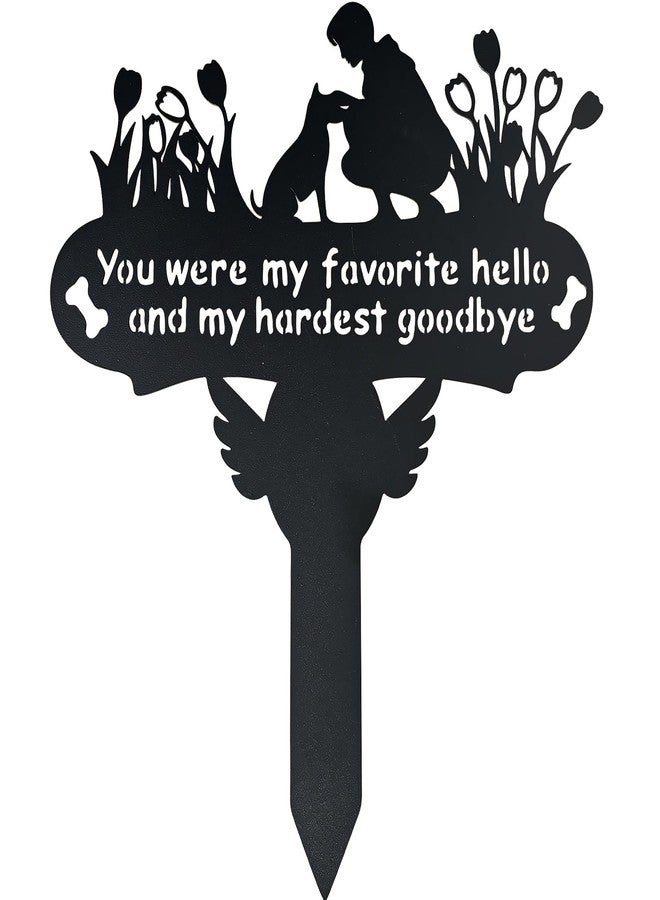 ENZUO Dog Grave Marker, 12"X 14" Metal Baked Enamel Memorial Dog Stake for Cemetery Decorations, Waterproof Pets Headstone Plaque for Outdoors, Lost Sympathy Tombstone Memorial Garden Sign Gift (Love) - Image 1