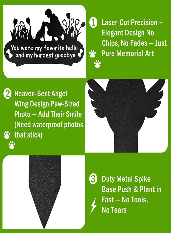 ENZUO Dog Grave Marker, 12"X 14" Metal Baked Enamel Memorial Dog Stake for Cemetery Decorations, Waterproof Pets Headstone Plaque for Outdoors, Lost Sympathy Tombstone Memorial Garden Sign Gift (Love) - Image 4