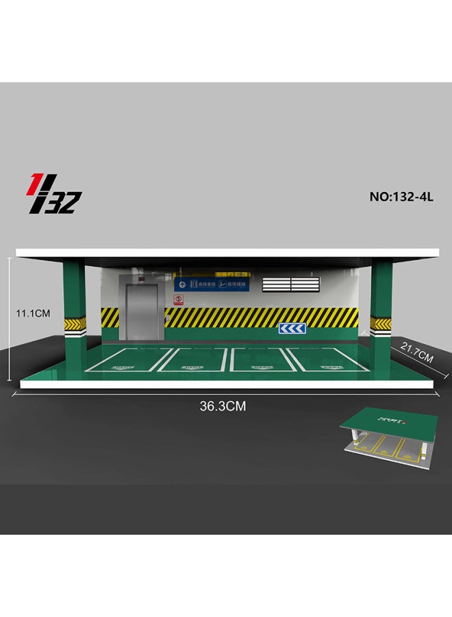Transparent Acrylic Alloy Car Model Dustproof Cover Box Storage Display Box Direct Sales Motorcycle Fans Merchandise-Color:132-4L-Four Parking Spaces 32 Parking Lot-Green  - Image 1