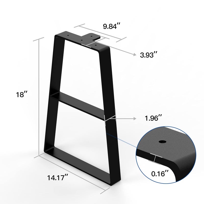Orgerphy 18 Black Trapezoid Metal Bench Legs 2PCS Heavy Duty Furniture Legs for Bench with Screws and 4pcs Rubber Floor Protectors Mid Century Modern Desk Legs Furniture Legs for DIYers - Image 2