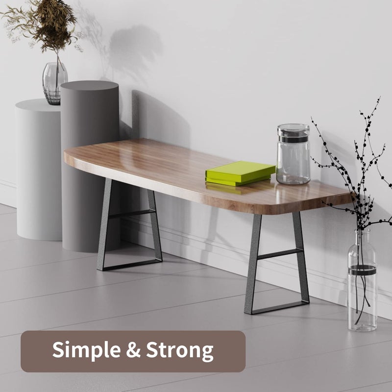 Orgerphy 18 Black Trapezoid Metal Bench Legs 2PCS Heavy Duty Furniture Legs for Bench with Screws and 4pcs Rubber Floor Protectors Mid Century Modern Desk Legs Furniture Legs for DIYers - Image 3
