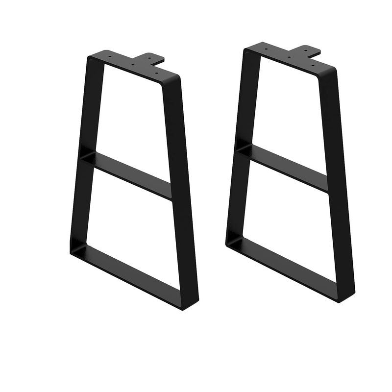 Orgerphy 18 Black Trapezoid Metal Bench Legs 2PCS Heavy Duty Furniture Legs for Bench with Screws and 4pcs Rubber Floor Protectors Mid Century Modern Desk Legs Furniture Legs for DIYers - Image 1