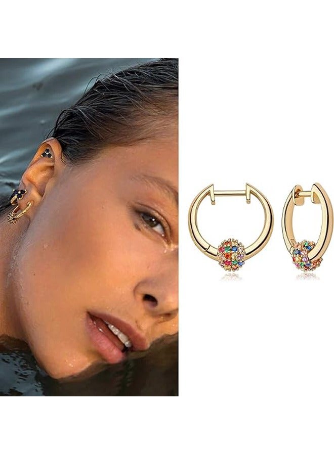Mevecco Women Huggie Hoop Earrings Gold Ear Stud Cuff 14K Gold Filled Small Boho Beach Simple Delicate Handmade Hypoallergenic Jewelry Gift - Image 3