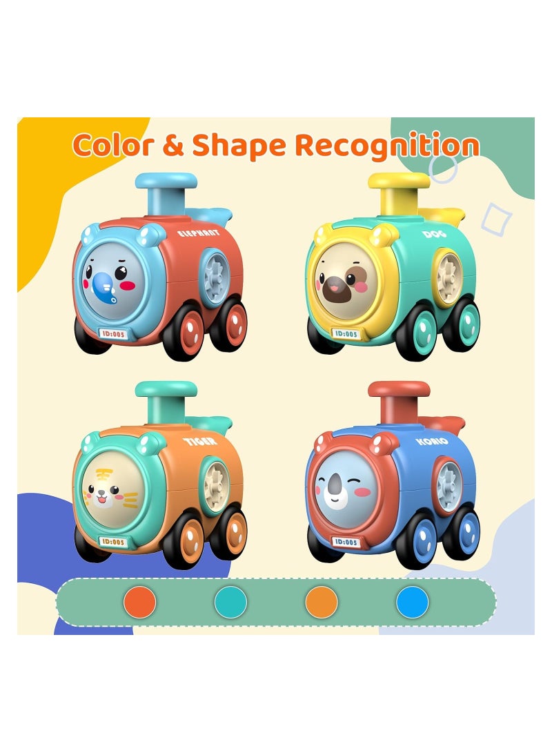 SOLARAE Press and Go Toy Cars, 4 Pack Car Toys, for 1 2 3 Year Old Boy Press and Go Animal Train Toys for Toddlers 1-3 Year Old, Baby Toys Birthday Gift Age 12-18 Months Pre-Kindergarten Preschool Gift - Image 4