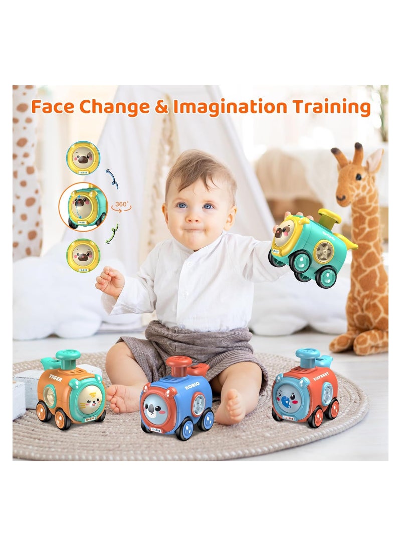 SOLARAE Press and Go Toy Cars, 4 Pack Car Toys, for 1 2 3 Year Old Boy Press and Go Animal Train Toys for Toddlers 1-3 Year Old, Baby Toys Birthday Gift Age 12-18 Months Pre-Kindergarten Preschool Gift - Image 3